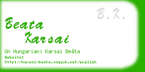 beata karsai business card